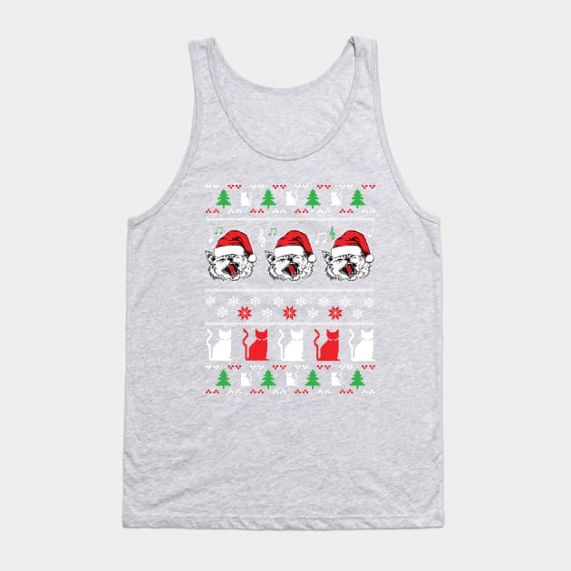 Funny Christmas Sweater Cats for Cat Owners Tank Top by HungryDinoDesign